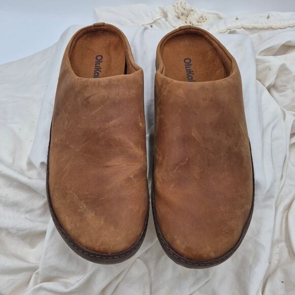 OluKai Kuʻu brown suede slip-on shoes Leather Mules Men’s size 11 main image 5